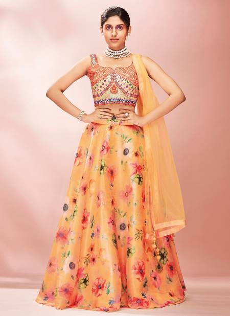 Mustard Colour ARYA FLORAL 5 Fancy Party Wear Printed Designer Lahenga Choli Collection 13004